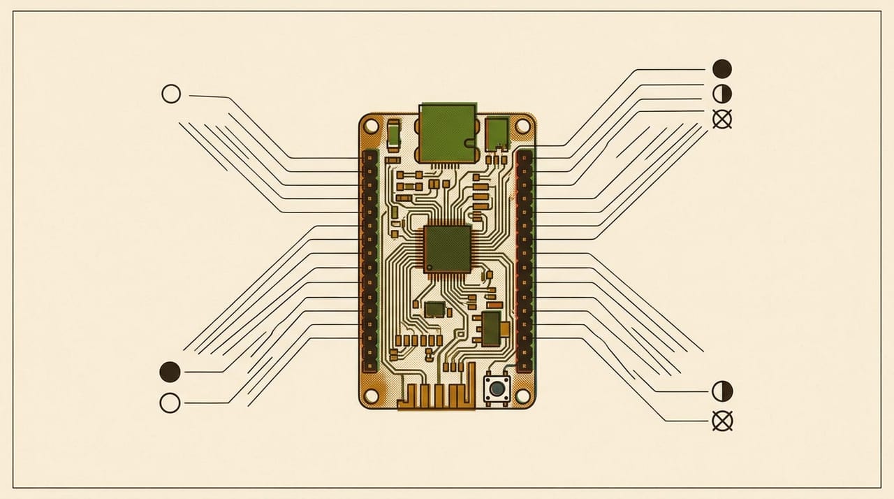 تصویر شاخص نوشته: راهنمای کاملِ پایههای ESP32 — کدام پایه را کجا استفاده کنم؟